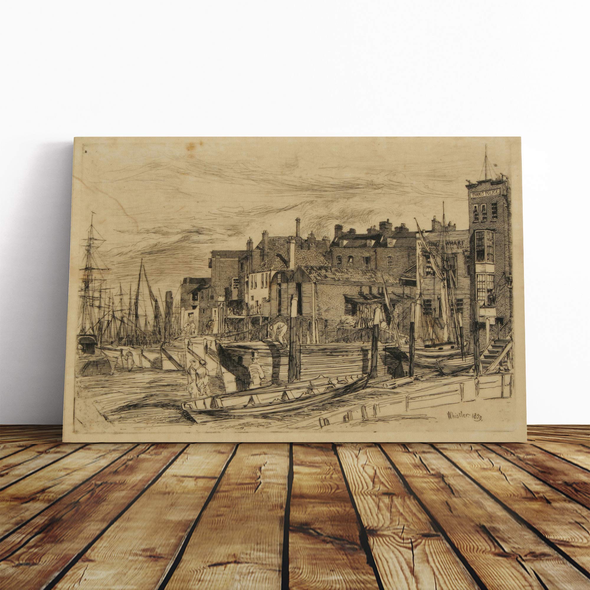 James McNeill Whistler Thames Police Canvas Print | Gallery Wrapped 30mm Frame Wall Art | 20x14 inches | Ready to Hang | Modern Picture | Living Room Bedroom Lounge Office