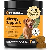 Pet Honesty Dog Allergy Chews for Itch &amp; Allergy Relief, Salmon, 90ct | Itch relief for dogs, 77% saw less itching in 3 months*, with colostrum, zinc, turmeric, omega-3s and a probiotic blend