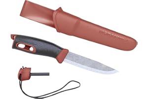 Morakniv Companion Spark Stainless Steel Fixed-Blade Knife With Sheath and Fire Starter, 3.9 Inch