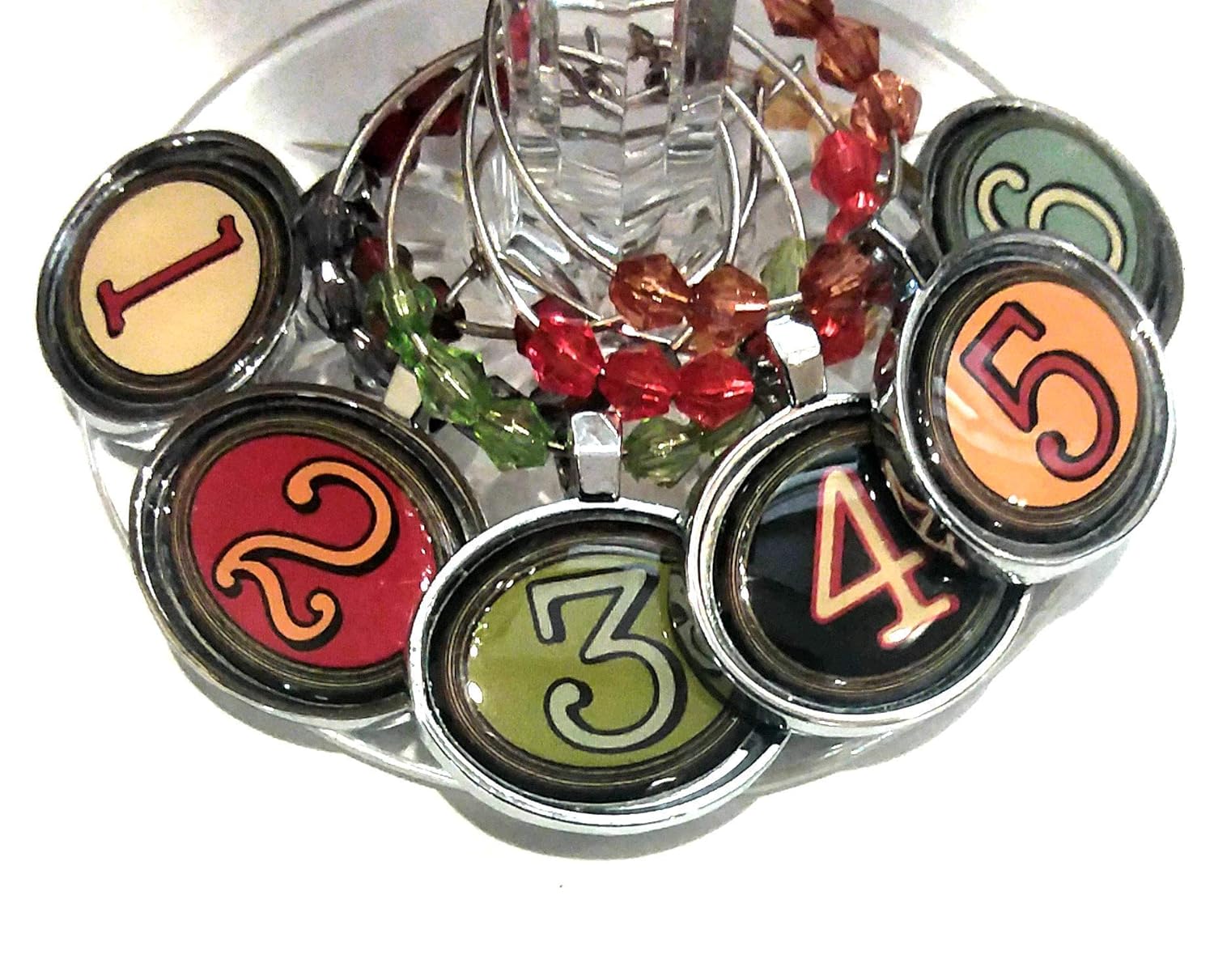 Number Wine Glass Charms, Glass Identifier Tags numbered 1