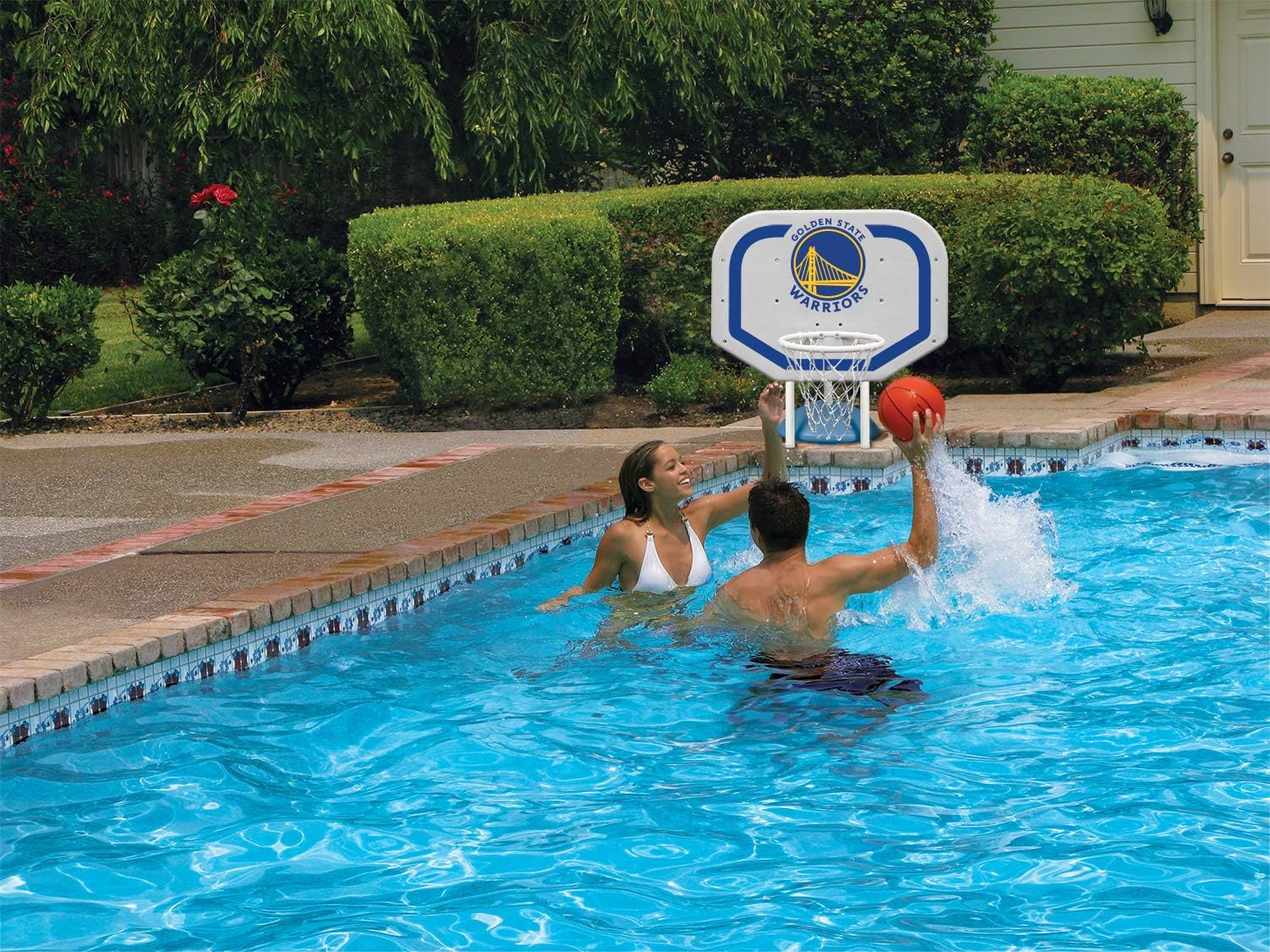 Poolmaster 72940 Golden State Warriors NBA Pro Rebounder-Style Poolside Basketball Game: Toys & Games