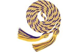 TecUnite Graduation Cords Honor 2025 Polyester Yarn Honor Cord with Tassels for Bachelor Gown for 2025 Graduation Students(Gold with Purple)