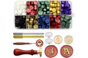 Andotopee Kit de tampon de cire à cacheter avec lettres de l'alphabet A - 2 pièces - Style vintage - Monogramme - Avec 200 pe