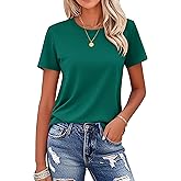 MAGCOMSEN Women's Cotton T-Shirts Short-Sleeve Shirts Crew-Neck Tops Classic-Fit Breathable Casual Summer Tees