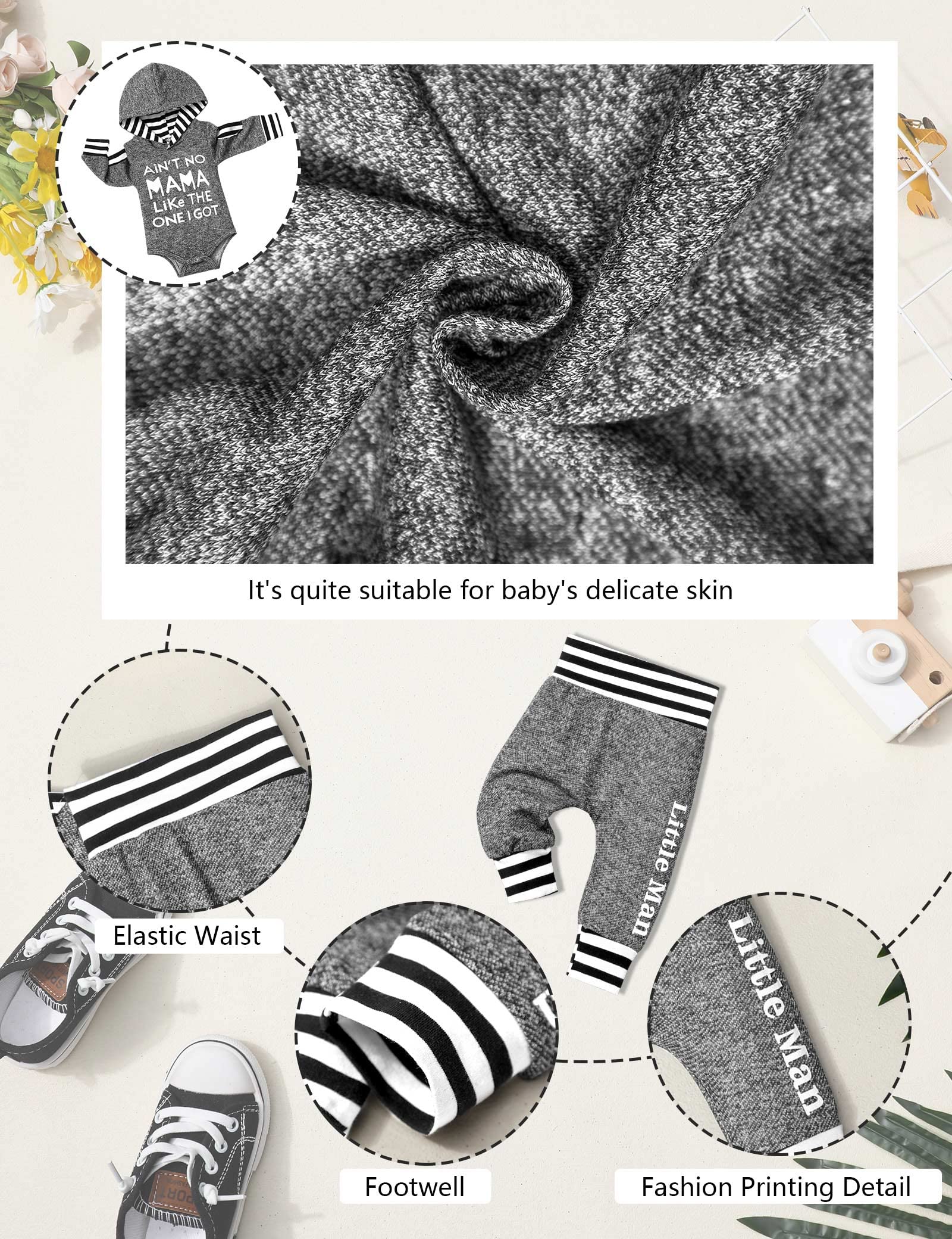 Fommy Newborn Baby Boy Clothes Plaid Letter Print Long Sleeve Hoodies + Long Pants 2PCS Fall Winter Outfits Set