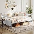 Giantex Full Size Daybed, Wooden Daybed Sofa Bed Frame with Wood Slat Support for Kids Teens, Multi-Functional Day Bed for Living Room Bedroom Guest Room, No Box Spring Needed (Full,White)