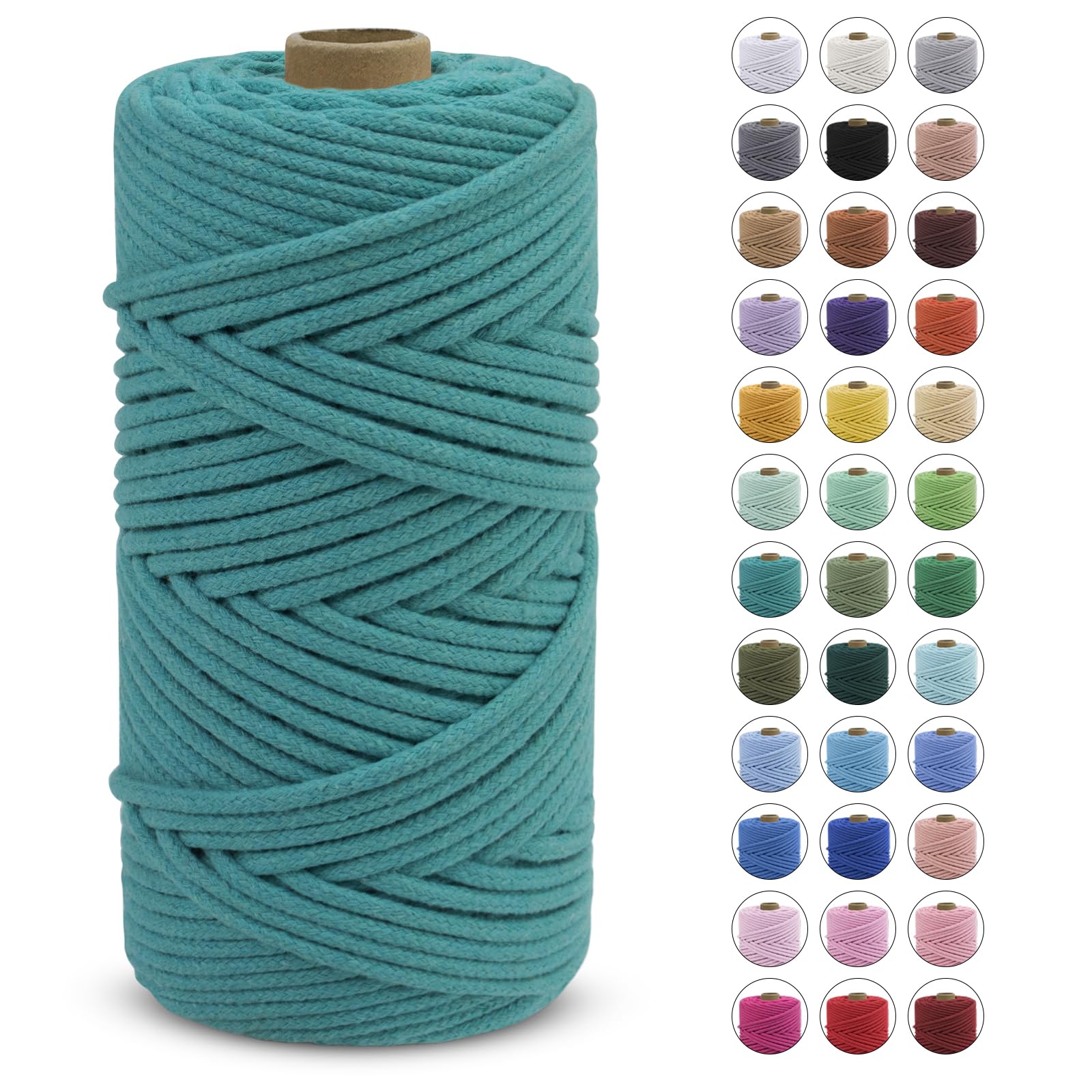 LEREATI Macrame Cord 4mm x 100m, Thick Macrame Rope Natural Cotton Cord Macrame Yarn, Craft Rope for Plant Hanger, Wall Hanging, DIY Crafts, Decorations (Lake Green)