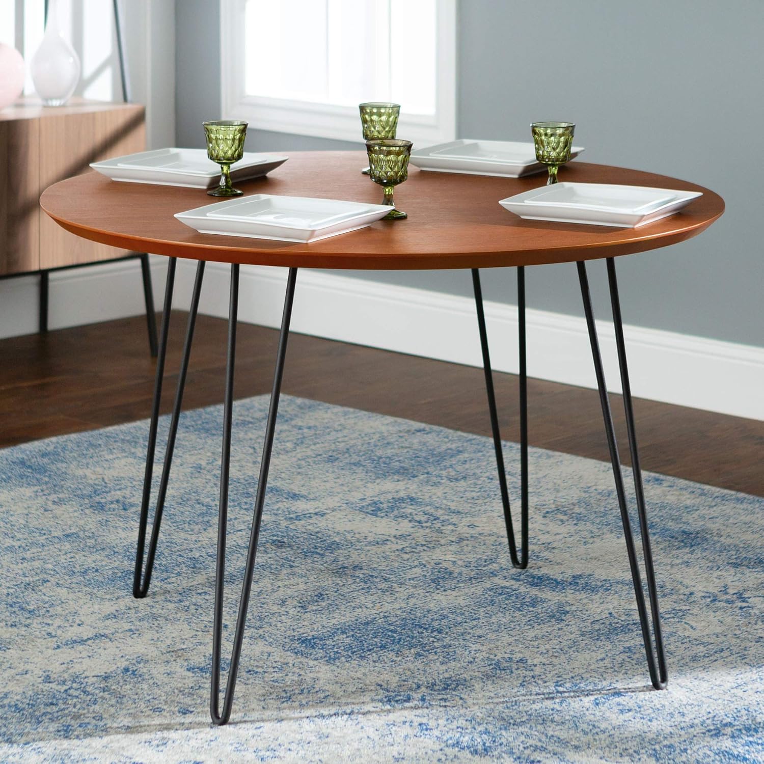 Amazon Com Harvey Hairpin Leg Dining Table 46 Inch With Walnut Finish Tables