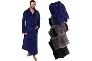 Ross Michaels Mens Robe Plush Big and Tall - Long Fleece Spa Bath Robe with Pockets - Bathrobe Gift for Men and Teens