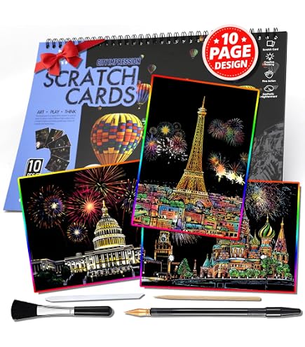 Kit Scratch Art Pour Enfants Et Adultes – Papier à Gratter Arc-en-ciel, Dessin Magique Lumineux, Avec Stylo