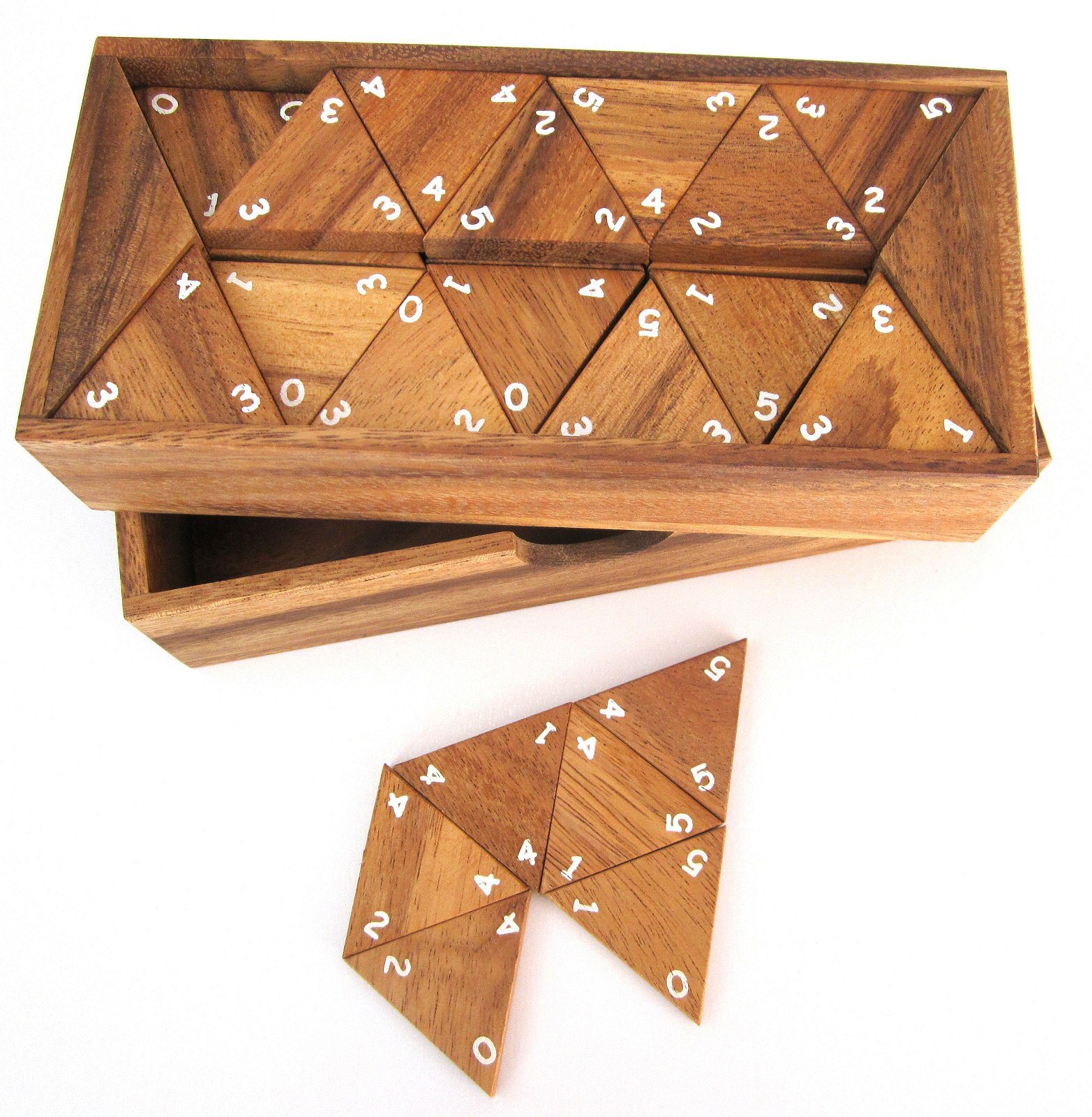 LOGOPLAY Tridomino - Triangle Domino - Tiling Game - Wooden Board Game with White Numbers