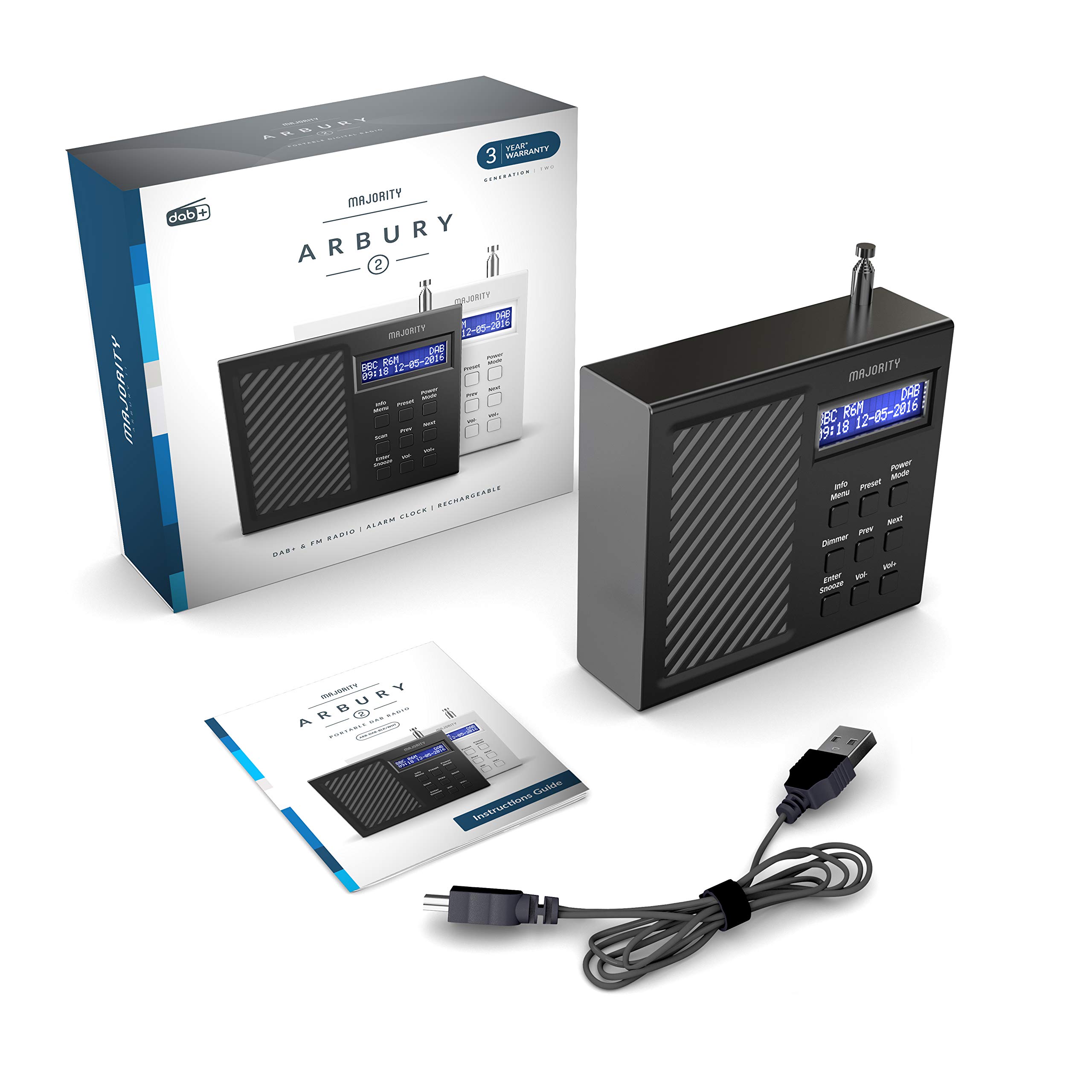 Majority Arbury II DAB/DAB+ Digital + FM Portable Radio, Rechargeable 6