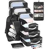 ALL INCLUDED 10 Set Durable Packing Cubes for Suitcases,OlarHike Essentials for Travel,UPGRADED Anti-Tear Stitching, NEW Improved Luggage Packing Organizers for Travel Accessories (Black)