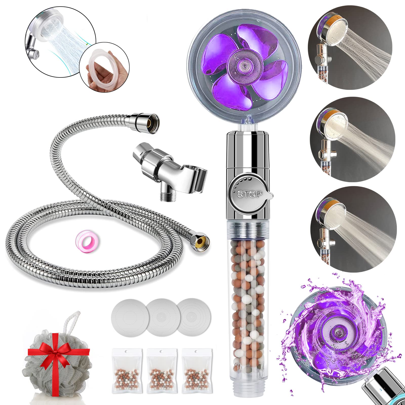 Photo 1 of ****FOR PARTS ONLY ***
Turbocharged Shower Head Hydro Jet High Pressure Shower Head with Filter Beads Handheld Turbo Fan Shower Kit with Stainless Steel Hose, Wall & Overhead Brackets-Purple