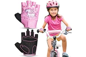 RIGWARL Kids Bike Gloves for Age 2-9, Fingerless Gloves Kids with Protective Cushion, Adjustable Workout Glove for Cycling Fishing Scooter