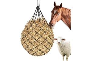 HAYSRMAN Hay Nets for Horses,2.36"x2.36" Holes 40”Horse Hay Feeder Net for Slower Feeding,Strong Load-Bearing Hay Bag Hanging for Horse Stable Trailer (Black-1PACK)