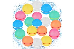 Reusable Water Balloons, Hamsoo Refillable Water Balls Pool Toys for Kids 4-8, Magnetic Silicone Self-Sealing Quick Fill Splash Balls for Kids Ages 8-12, Outdoor Activities Ages 3-5 - 18 PCS
