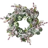 CISDUEO Christmas Wreath for Front Door Christmas Door Wreath with Pine Needles Pine Cones and Red Berries Snow Winter Wreaths for Front Door Outside Window Mantle Indoor Outdoor Xmas Decoration