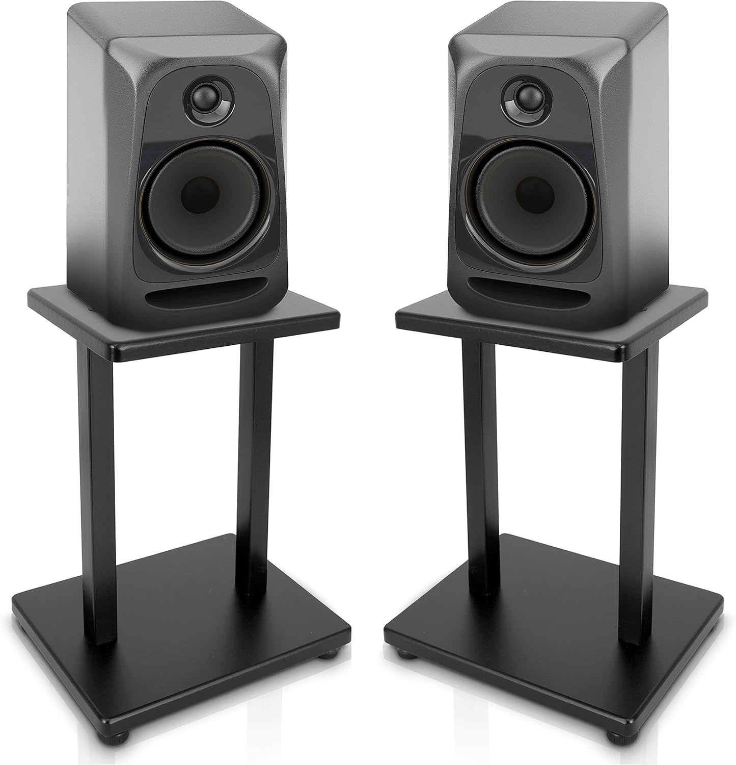 13” Quad Speaker Stands (Pair) Universal Heavy Duty Steel Base Top