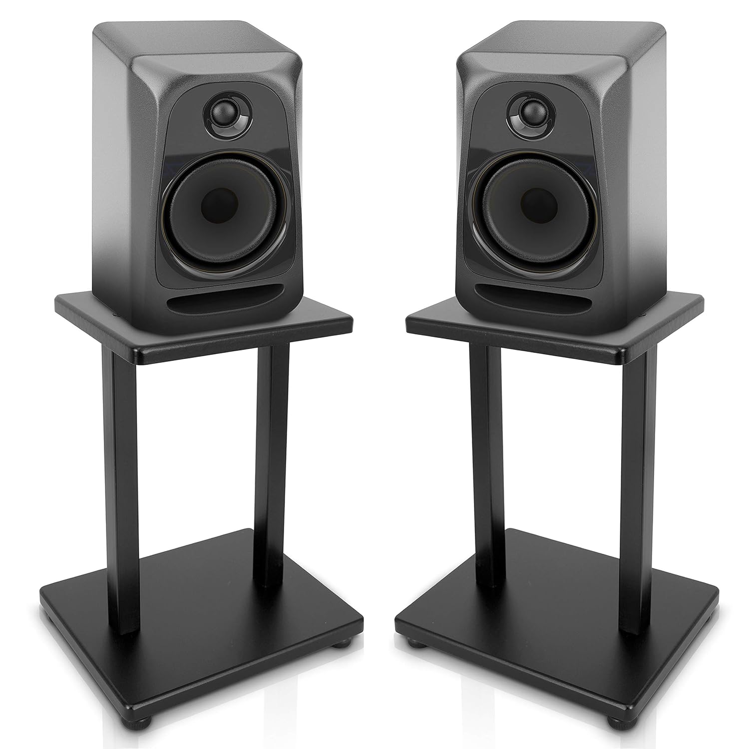 Pyle Universal 13inch Quad Speaker Stands Steel Base Adjustable Top