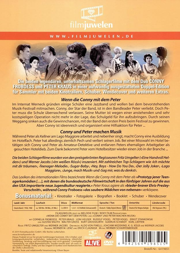 Conny Und Peter Wenn Die Conny Mit Dem Peter Conny Und Peter Machen Musik Doppelbox Filmjuwelen Froboess Cornelia Kraus Peter Heuser Loni Vogel Rudolf Vogel Peter Stankowski Ernst Knuth Gustav