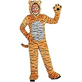 Kid's Premium Tiger Costume | Realistic Jungle Cat Jumpsuit for Boys & Girls | Furry Striped Tiger Suit for Dress-Up & Play
