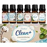 Clean Essential Oils Set 6 x 10ml-Fresh Linen,Mint,Clean Home,Silken Breeze,Fresh Cotton,Floral Soap for Diffuser,Home Fragrance