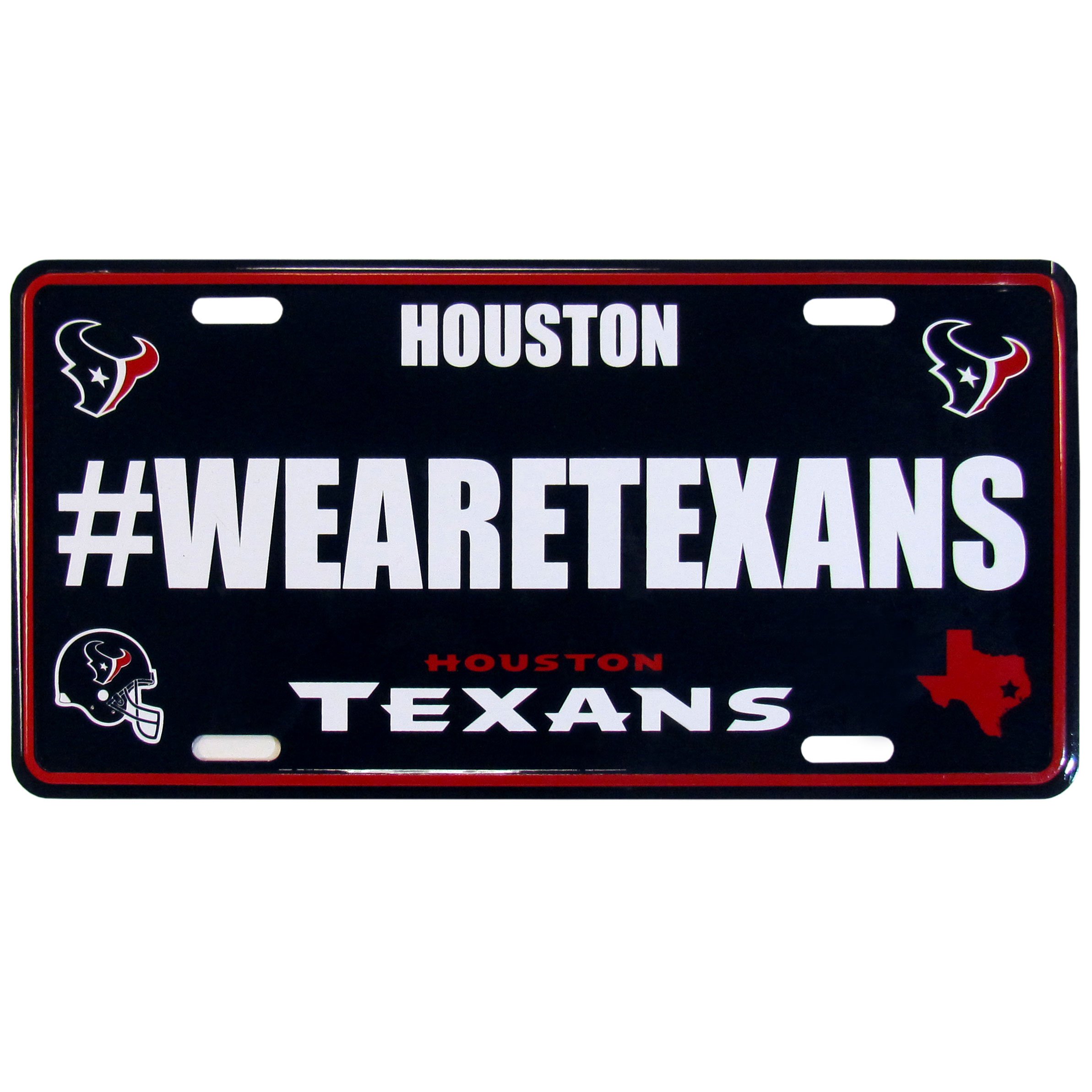 NFL Houston Texans Hashtag License Plate, 12", Blue