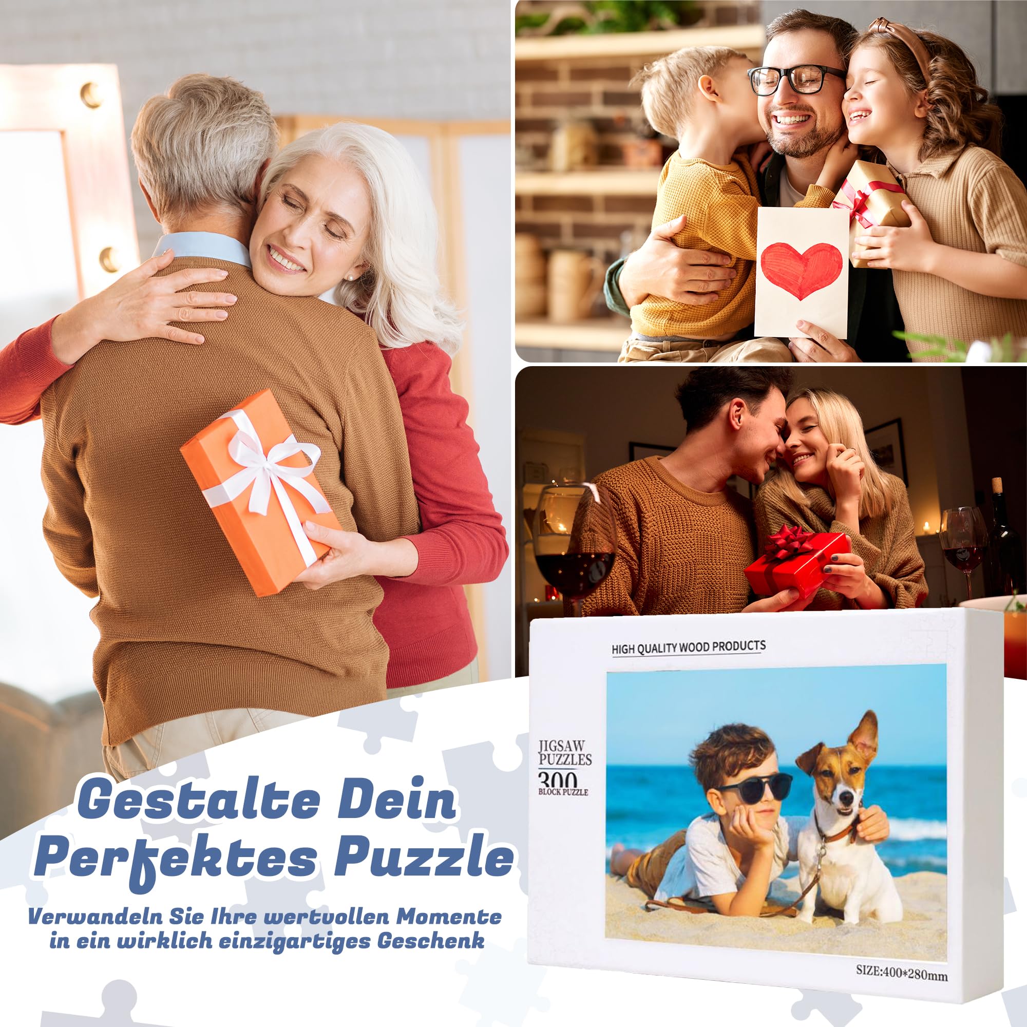 Puzzle Personalisiert Foto selbst gestalten, 300/500/1000 Teile Holzpuzzle mit eigenem Bild, personalisierte Valentinstag, Hochzeitstag Geschenke für Ihn und Sie 8