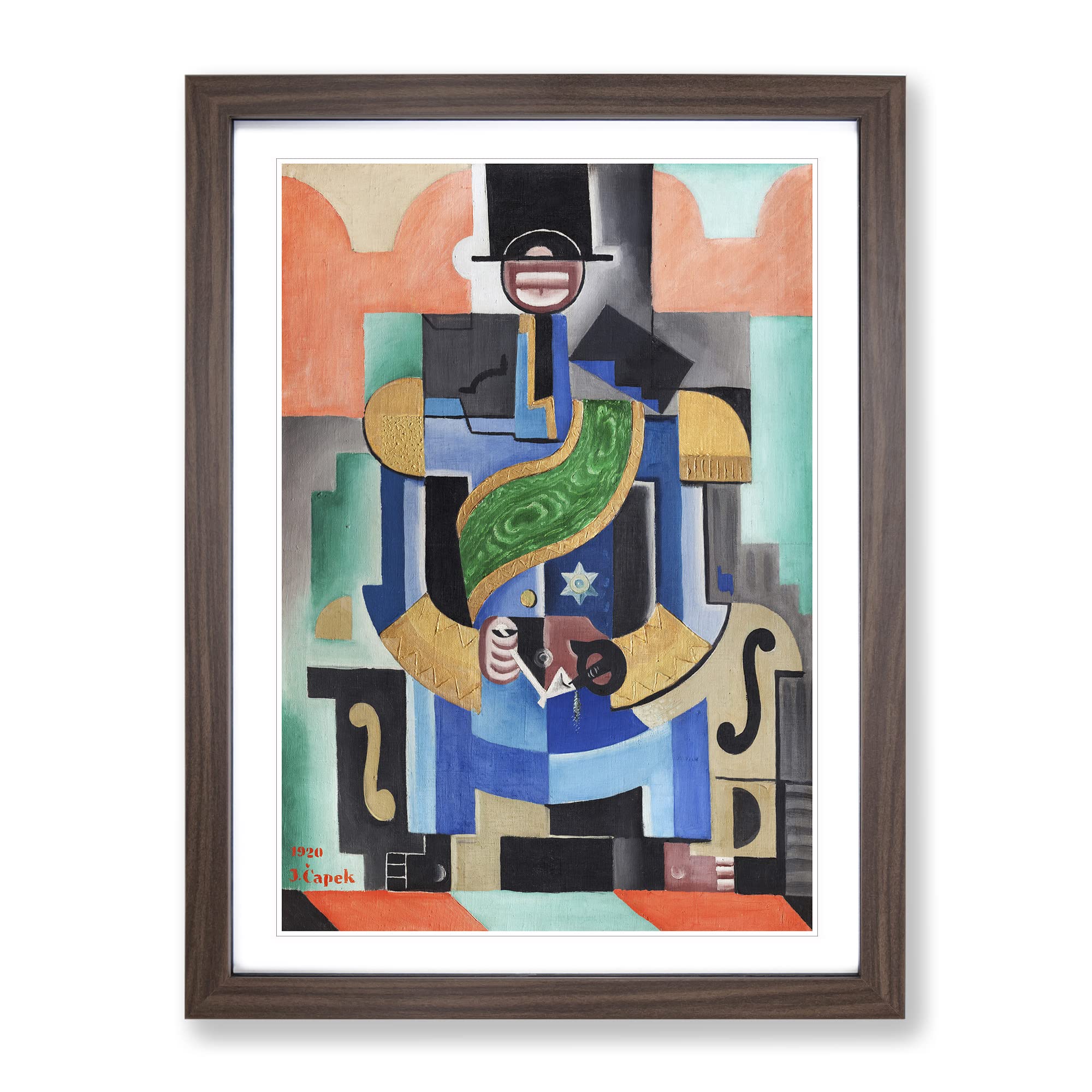 African King By Josef Capek Classic Painting Framed Wall Art Print, Ready to Hang Picture for Living Room Bedroom Home Office Décor, Walnut A3 (34 x 46 cm)