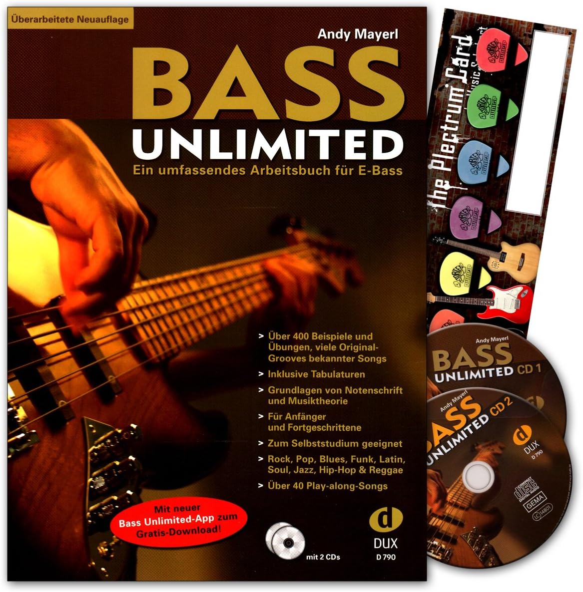 Bass Unlimited - Comprehensive E-Bass Workbook for Electric Bass with 2 CDs with Music Schubert Plectrum-Card© - Revised New Edition - DUX790-9783934958500
