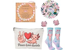 Axolotl Gifts Set Includes Axolotl Gifts Sock, Makeup Bag, Stickers -Axolotl Gifts for Axolotl Love