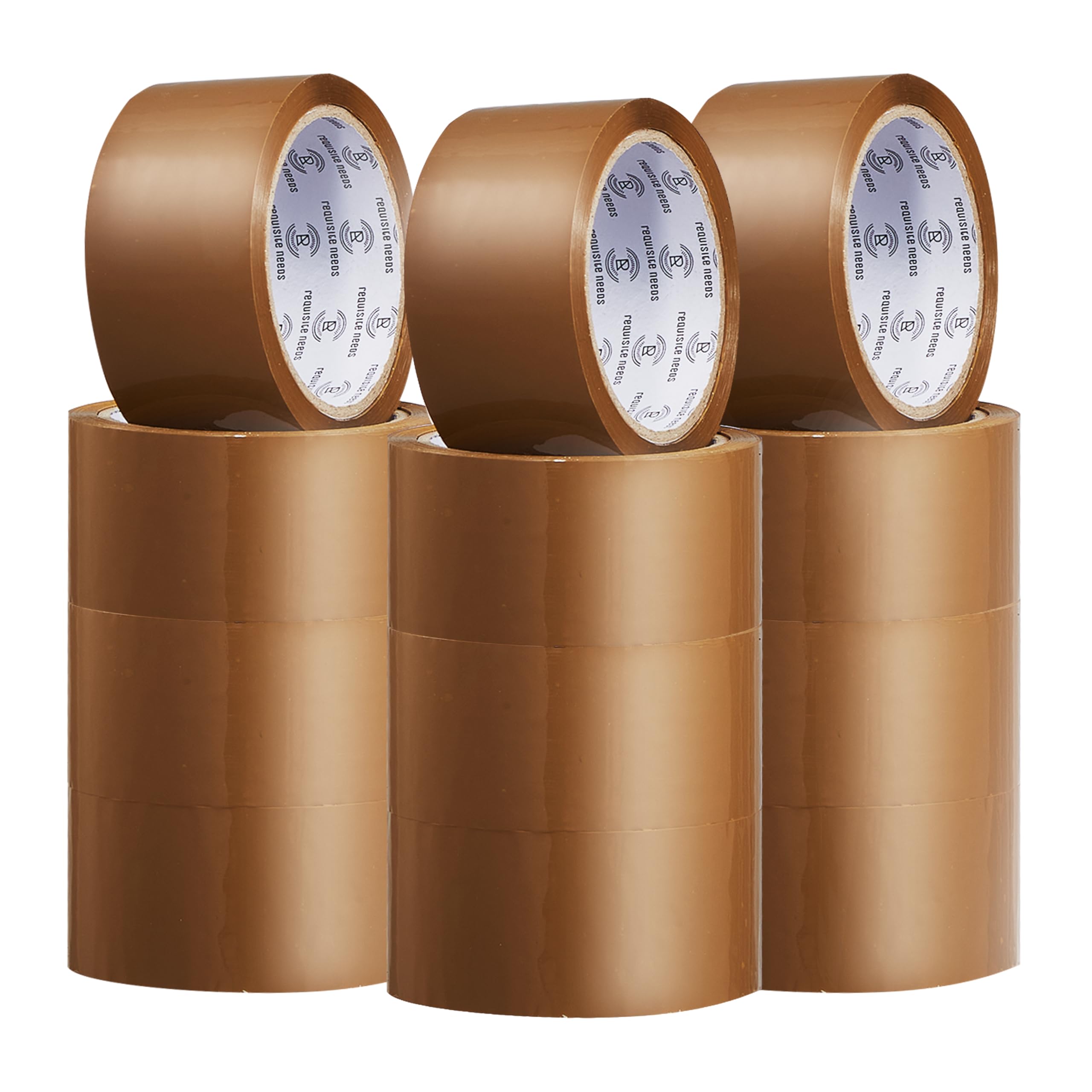 REQUISITE NEEDS Heavy Duty Strong Packaging Tape, Great For Packing, Shipping & Moving, 12 Rolls (48mm x 66m) For Industrial and House Hold Uses (Brown)
