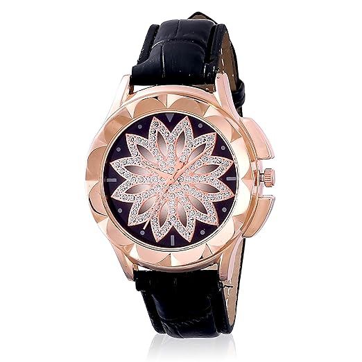 SWADESI STUFF Analogue Black Dial Leather Strap Women's Watch