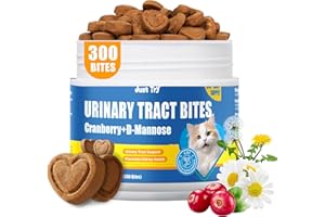 Just Try 300 Bites 6.35 oz Urinary Tract Bites for Cats - Cranberry & D Mannose Formula for Bladder Health - Prevent UTI & Pr