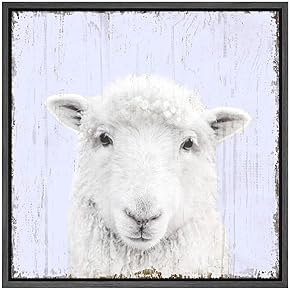 SIGNWIN Framed Canvas Wall Art Nursery Baby Sheep...