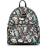 Tokidoki Mini Backpack Purse for Women, Unicorno Black PU Leather Shoulder Bag Daypack Handbag for Work Shopping Travel (PU-Black)