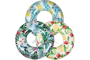 PullCrease 3 Pcs Inflatable Pool Floats 47 Inch Pool Floaties Tubes Jumbo Pool Tubes Pool Rings for Adults Summer Beach Bachelorette Wedding Party Decor Supplies