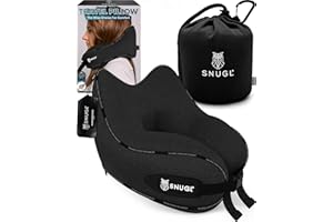 SNUGL Travel Pillow – Memory Foam Travel Neck Pillow Airplane – Neck Pillows for Sleeping - Ideal for Car Camping with Carry 