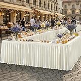 17ft Length Glitter Ivory Table Skirt for 8ft