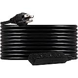 UltraPro, Black, GE 25 ft Extension, 3 Outlet, Indoor/Outdoor, Grounded, Double Insulated Cord, UL Listed, 36825, 25 ft, 25 F