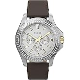 Timex Women's Kaia 40mm Watch - Brown Strap Silver-Tone Dial Two-Tone Case