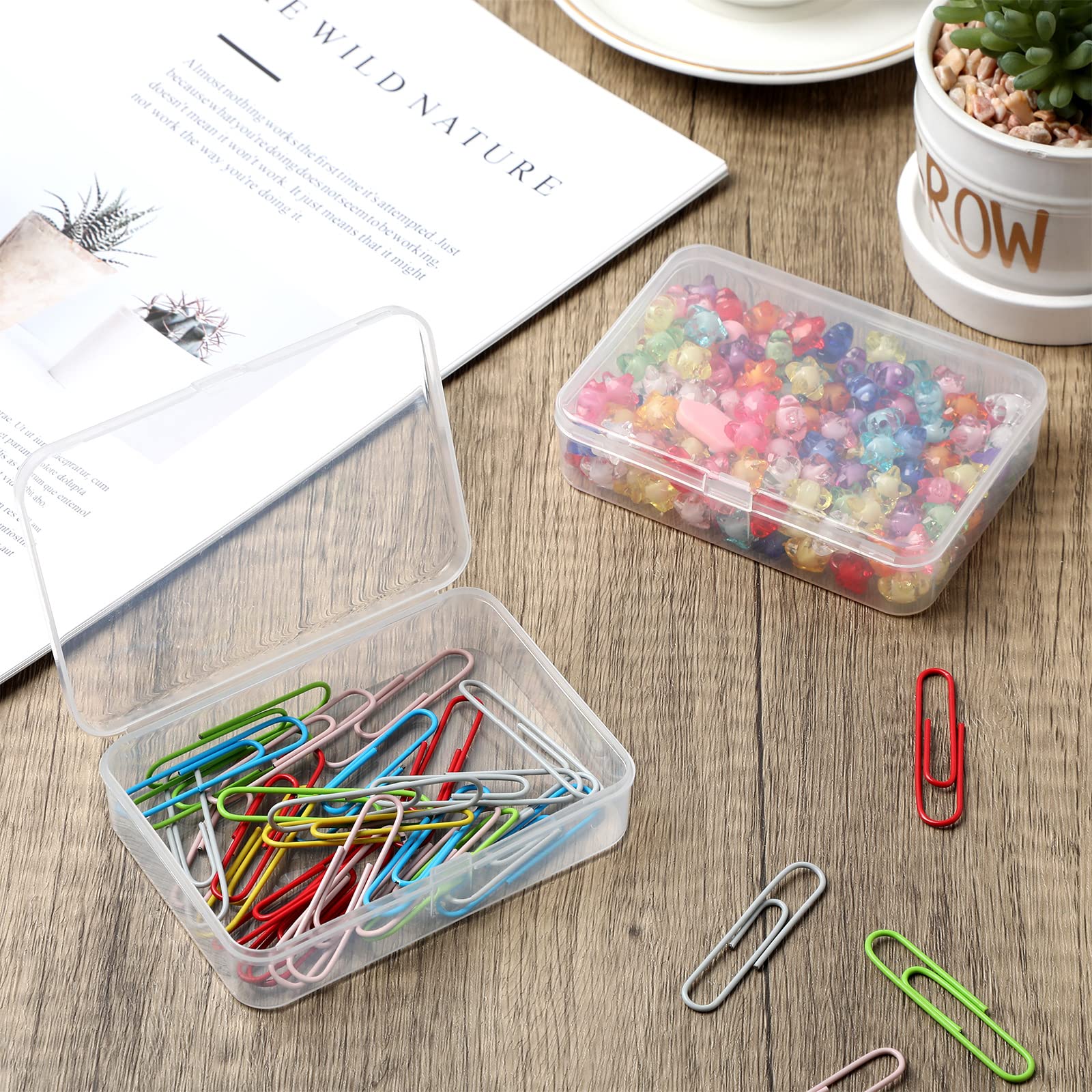 Tuanse 30 Pcs Clear Plastic Beads Storage Containers Box with Lids Multiple Sizes Storage Square Containers for Jewelry Beads Craft Supplies(4.1 x 3 x 1 Inch)