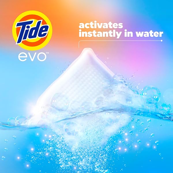 TIDE EVO LAUNDRY DETERGENT SPRING BLAST SCENT WORKS ON 100% OF COMMON STAINS CONCENTRATED TRAVEL DETERGENT HE COMPATIBLE AND INSTANT DISSOLVE FIGHTS STAINS BETTER THAN LEADING DETERGENT SHEET 42 COUNT