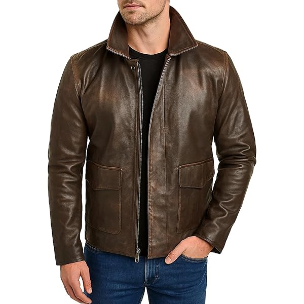 LP-FACON Men's Motorcycle American USA Flag Brando Leather Jacket