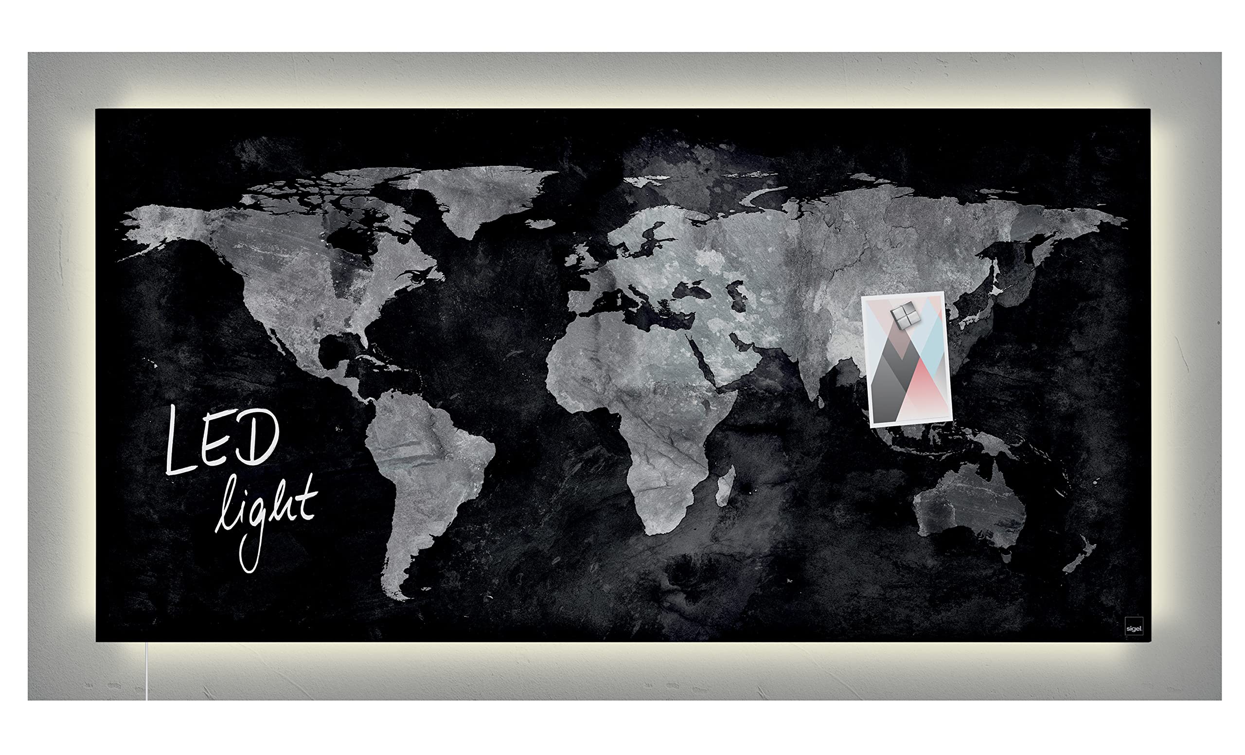 SIGEL GL459 Premium Glass magnetic Board, glossy surface, 91 x 46 cm, with LED lighting, easy mounting, Black - Artverum โ image 1