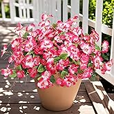 Ouddy Decor 8 Bundles Artificial Hibiscus Flowers for Outdoors Decoration, Faux Silk Flowers Bouquet UV Resistant Fake Plants for Garden Porch Patio Vase Box Planter Indoor Outdoor Home Decor, Pink