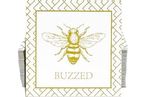 100 Bee Buzzed Cocktail Beverage Napkins Disposable Paper Gold Honey Bumble Bees Dessert Napkin for Spring Summer