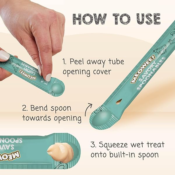 MEOWEE! SAVORY SPOONABLES WITH REAL DUCK, BEEF AND RABBIT FOR CATS, 4 COUNT, TREAT YOUR CAT TO TRIPLE FLAVOR SQUEEZABLE LICKABLE WET TREATS WITH BUILT-IN SPOON FOR LESS MESS