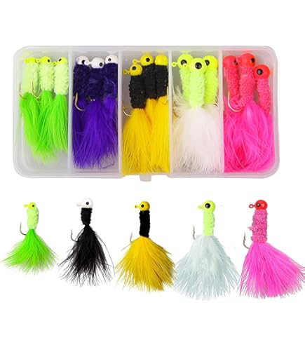 Dovesun Crappie Jigs – 10 Têtes De Plomb Avec Plume Marabou – Pêche En Eau Douce